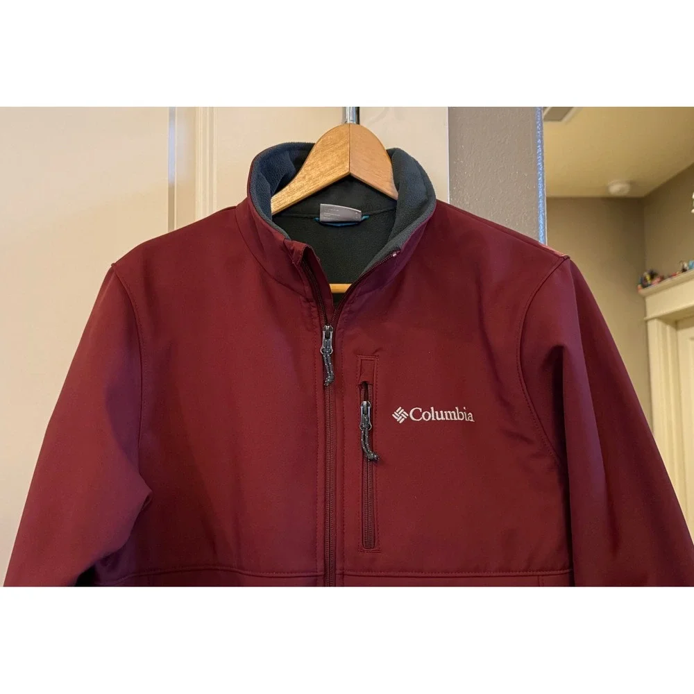 Mns‎ Columbia Rust Color Soft Shell Fleece Lined Full Zip Jacket S Gorpcore Fall